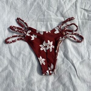 Chocolate Floral Braided Tri-Band Bikini Bottom Size L